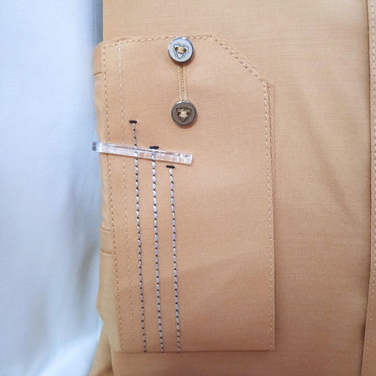 Embroided Light Brown Kurta Wash&Wear