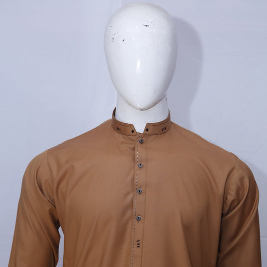 Embroided Brown Kurta Wash&Wear