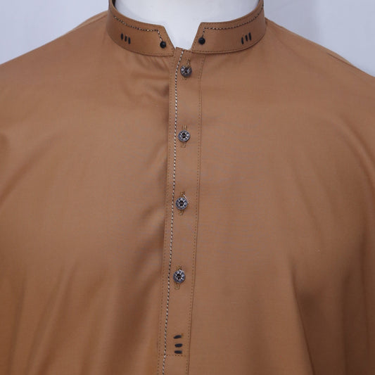 Embroided Brown Kurta Wash&Wear