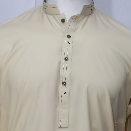 Embroided Cream Kurta Wash&Wear